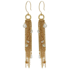 pearls & fringe cascade earrings
